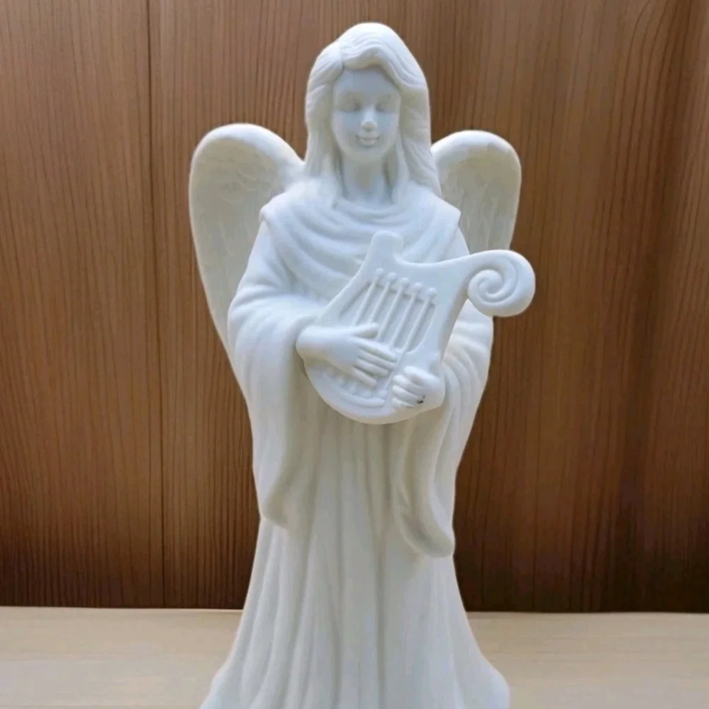 PartyLite Lyrical Angel P0461 Taper Candle Holder Harp Wings Retired Vintage